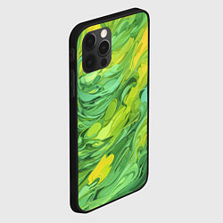 Чехол для iPhone 12 Pro Зелено желтая краска, цвет: 3D-черный — фото 2