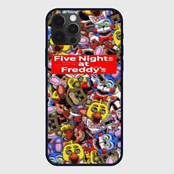 Чехол для iPhone 12 Pro Five Nights at Freddys все персонажы хоррора, цвет: 3D-черный