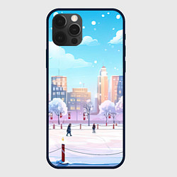 Чехол для iPhone 12 Pro Снежный городок, цвет: 3D-черный