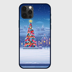 Чехол для iPhone 12 Pro Новогодняя нарядная елка, цвет: 3D-черный