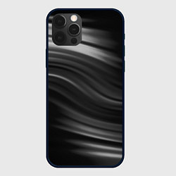 Чехол для iPhone 12 Pro Черно белый волнистый абстрактный узор, цвет: 3D-черный