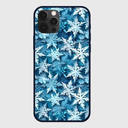 Чехол для iPhone 12 Pro New Years pattern with snowflakes, цвет: 3D-черный