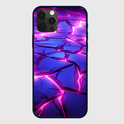 Чехол iPhone 12 Pro Неоновые фиолетовые камни со свечением