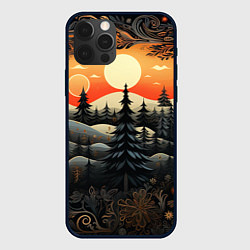 Чехол для iPhone 12 Pro Зимний лес в ожидании праздника, цвет: 3D-черный
