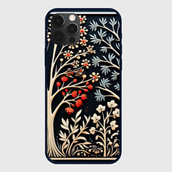 Чехол для iPhone 12 Pro Новогодние узоры и деревья, цвет: 3D-черный
