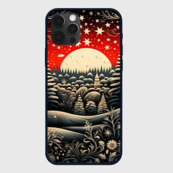 Чехол для iPhone 12 Pro Новогодняя сказка зимний рисунок, цвет: 3D-черный
