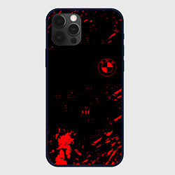 Чехол для iPhone 12 Pro BMW красные краски на чёрном, цвет: 3D-черный