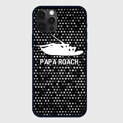 Чехол для iPhone 12 Pro Papa Roach glitch на темном фоне, цвет: 3D-черный