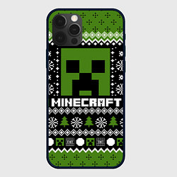 Чехол для iPhone 12 Pro Minecraft christmas sweater, цвет: 3D-черный