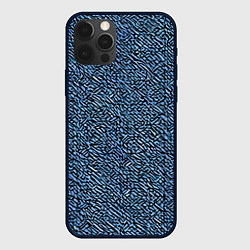 Чехол для iPhone 12 Pro Чёрные и синие мазки, цвет: 3D-черный