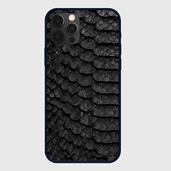 Чехол для iPhone 12 Pro Черная кожа рептилии, цвет: 3D-черный