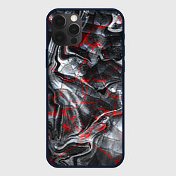 Чехол для iPhone 12 Pro Красные узоры, цвет: 3D-черный