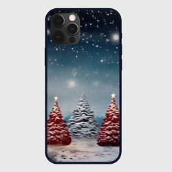 Чехол для iPhone 12 Pro Волшебство зимней природы иней на деревьях, цвет: 3D-черный