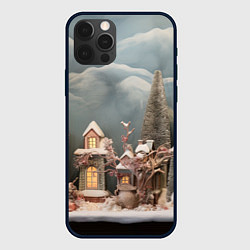 Чехол для iPhone 12 Pro Рождественские огни на деревьях, цвет: 3D-черный