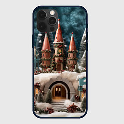 Чехол для iPhone 12 Pro Деревенские домики зимой, цвет: 3D-черный