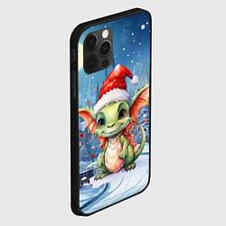Чехол для iPhone 12 Pro Дракон зимний праздник, цвет: 3D-черный — фото 2