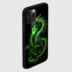 Чехол для iPhone 12 Pro Светящийся зеленый дракон 2024, цвет: 3D-черный — фото 2