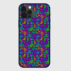 Чехол для iPhone 12 Pro Multicolored stripes, цвет: 3D-черный