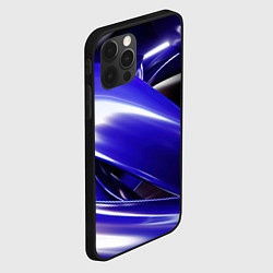 Чехол для iPhone 12 Pro Blue black abstract, цвет: 3D-черный — фото 2