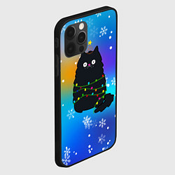 Чехол для iPhone 12 Pro Новогодний котик и снежинки, цвет: 3D-черный — фото 2