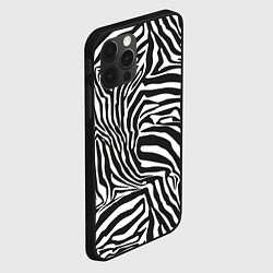 Чехол для iPhone 12 Pro Шкура зебры черно - белая графика, цвет: 3D-черный — фото 2