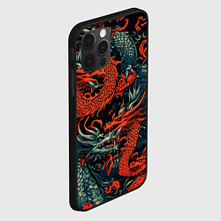 Чехол для iPhone 12 Pro Красный и серый дракон, цвет: 3D-черный — фото 2