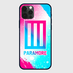 Чехол для iPhone 12 Pro Paramore neon gradient style, цвет: 3D-черный