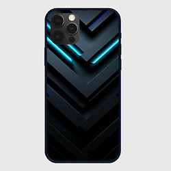 Чехол iPhone 12 Pro Черный и синий фон с абстракцией