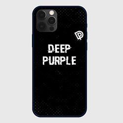 Чехол iPhone 12 Pro Deep Purple glitch на темном фоне посередине