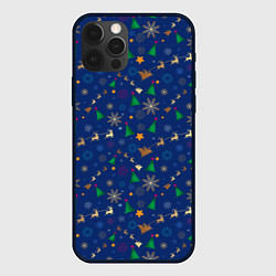 Чехол для iPhone 12 Pro Паттерн на новогоднюю тему, цвет: 3D-черный