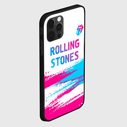 Чехол для iPhone 12 Pro Rolling Stones neon gradient style посередине, цвет: 3D-черный — фото 2