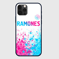 Чехол iPhone 12 Pro Ramones neon gradient style посередине