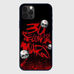 Чехол для iPhone 12 Pro Thirty seconds to mars skulls, цвет: 3D-черный