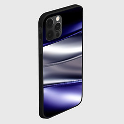 Чехол для iPhone 12 Pro Белая абстракция на фиолетовом, цвет: 3D-черный — фото 2