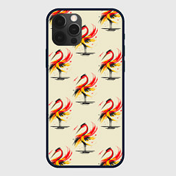 Чехол для iPhone 12 Pro Аист и пятна, цвет: 3D-черный