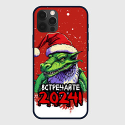 Чехол для iPhone 12 Pro Встречайте 2024 год зеленого дракона, цвет: 3D-черный