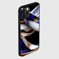 Чехол для iPhone 12 Pro Синие и белые волны абстракт, цвет: 3D-черный — фото 2