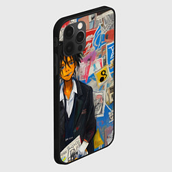 Чехол для iPhone 12 Pro Аниме пацан на фоне стены, цвет: 3D-черный — фото 2