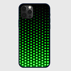 Чехол для iPhone 12 Pro Зелёные квадраты, цвет: 3D-черный