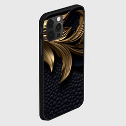 Чехол для iPhone 12 Pro Золотые узоры в виде листьев, цвет: 3D-черный — фото 2