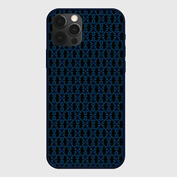 Чехол для iPhone 12 Pro Узоры чёрно-синий паттерн, цвет: 3D-черный