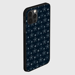 Чехол для iPhone 12 Pro Паттерн тёмно-синий маленькие стилизованные цветы, цвет: 3D-черный — фото 2
