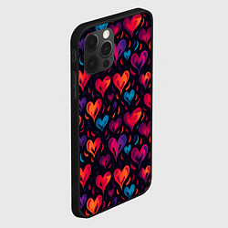 Чехол для iPhone 12 Pro Паттерн с сердцами, цвет: 3D-черный — фото 2