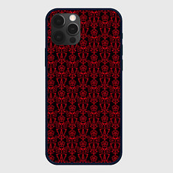 Чехол для iPhone 12 Pro Чёрно-красный узоры, цвет: 3D-черный