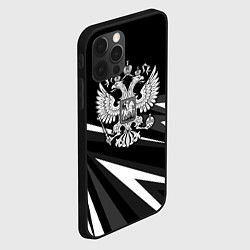 Чехол для iPhone 12 Pro Герб РФ - white and black geometry, цвет: 3D-черный — фото 2