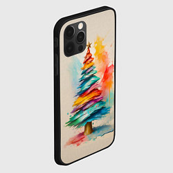 Чехол для iPhone 12 Pro Новогодняя ель акварелью на холсте, цвет: 3D-черный — фото 2