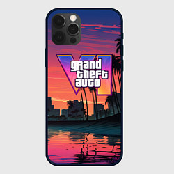 Чехол iPhone 12 Pro GTA 6 лого на фоне заката