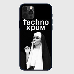 Чехол для iPhone 12 Pro Techno храм монашка курит, цвет: 3D-черный