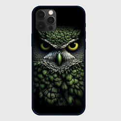 Чехол для iPhone 12 Pro Зелено черная сова, цвет: 3D-черный