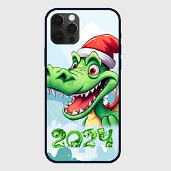 Чехол для iPhone 12 Pro Зеленый счастливый дракон новогодний, цвет: 3D-черный